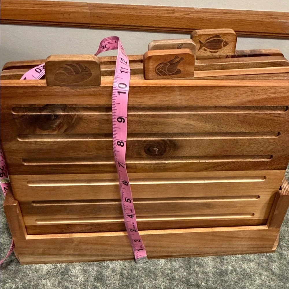 Wooden cutting boards Organizer with Tabs - Natural Wood